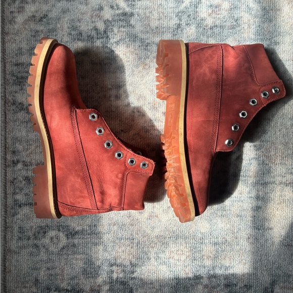 Timberland Other - Timberland Suede Lace-Up Hiking Outdoor Boots in Burgundy Kids Size 4 (No laces)